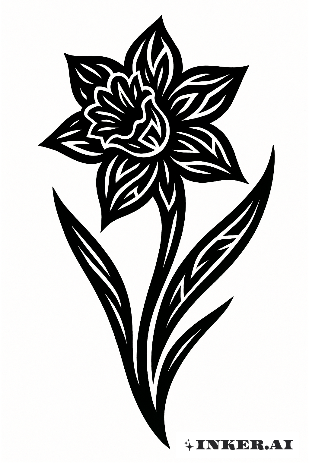 Silhouette de Narcisse Tribal Blackwork