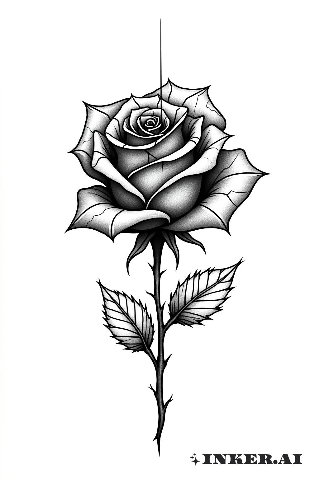 Una rosa con patrones geométricos intrincados entrelazados, mostrando grietas visibles a través de su superficie, sobre un fondo monocromático marcado.