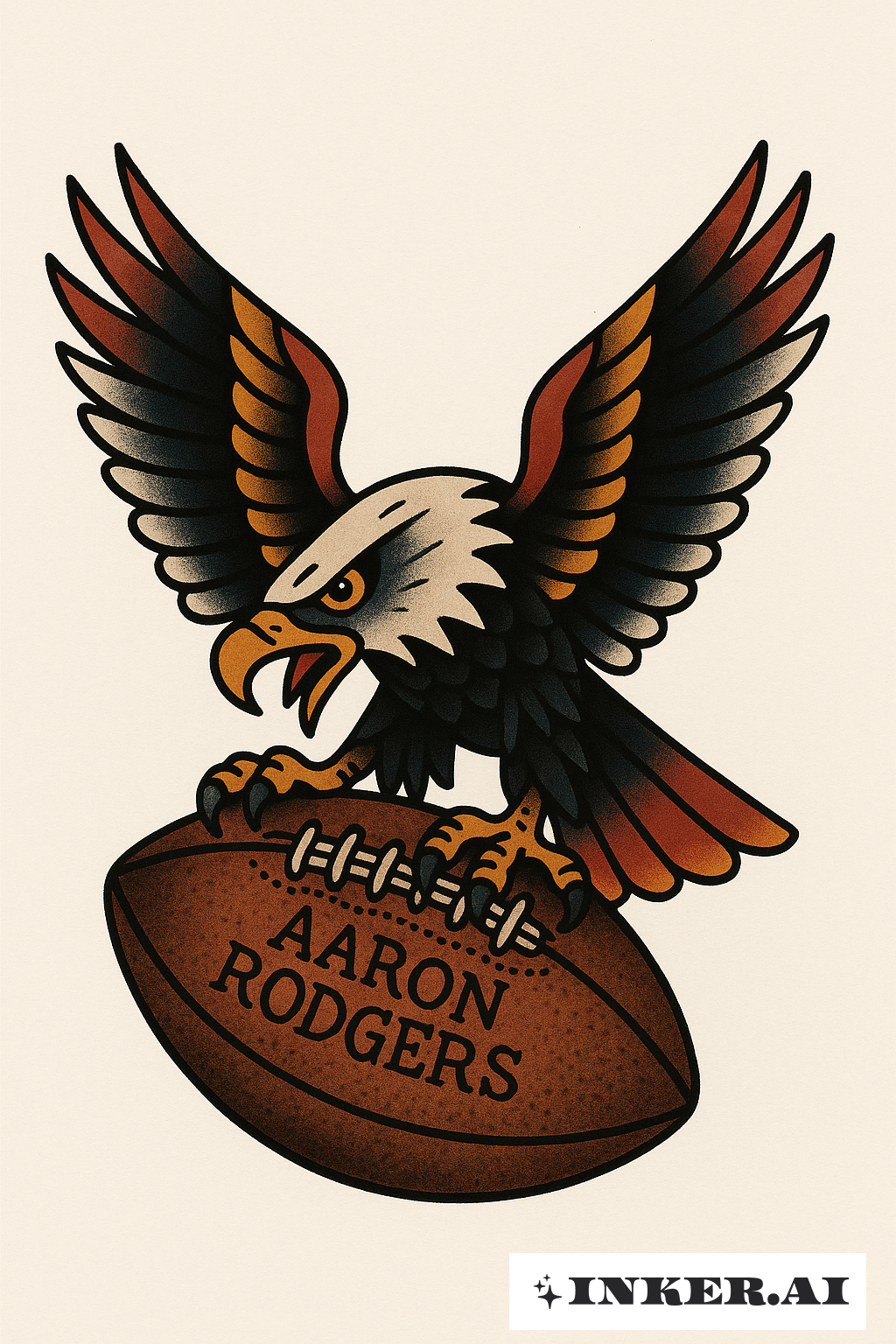 老鷹掌中握著艾倫·羅傑斯的美式足球