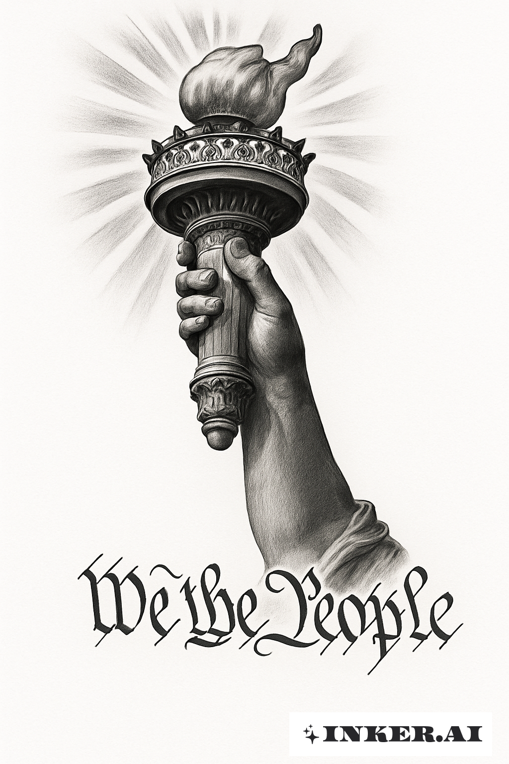 自由女神像的火炬照亮我們人民