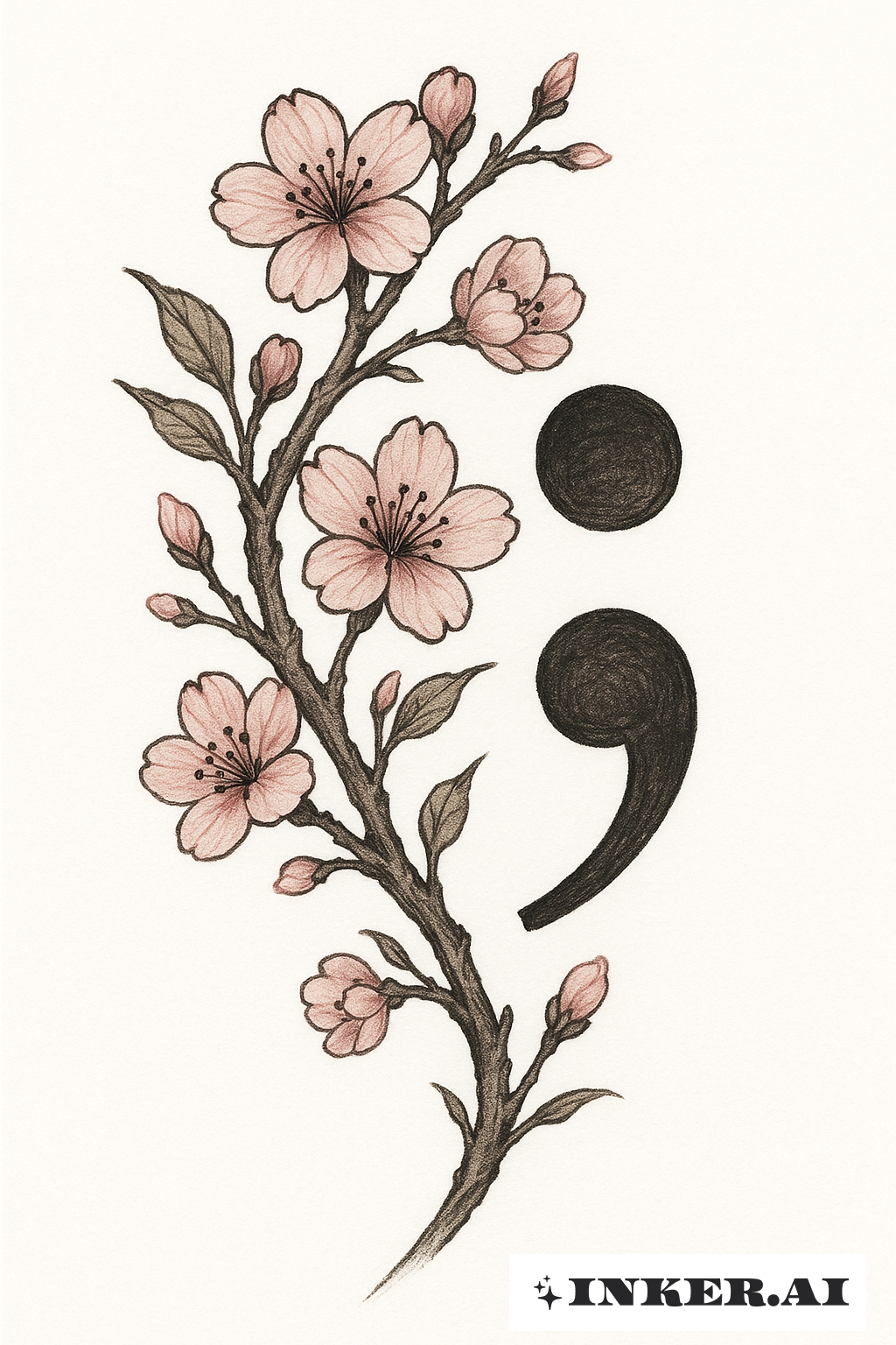 Branche de Fleur de Cerisier Point-virgule