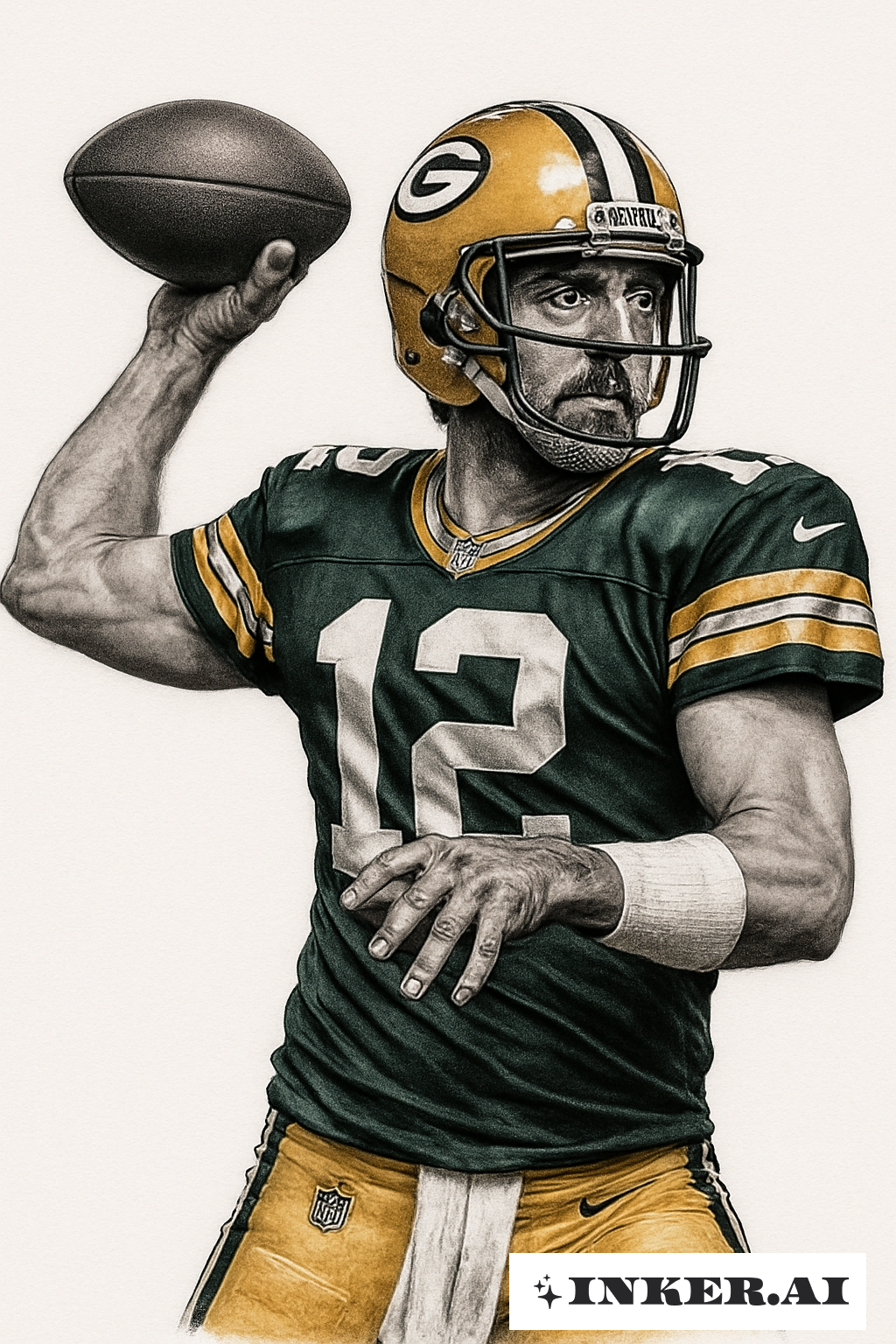 寫實風格中的亞倫·羅傑斯投擲瞬間