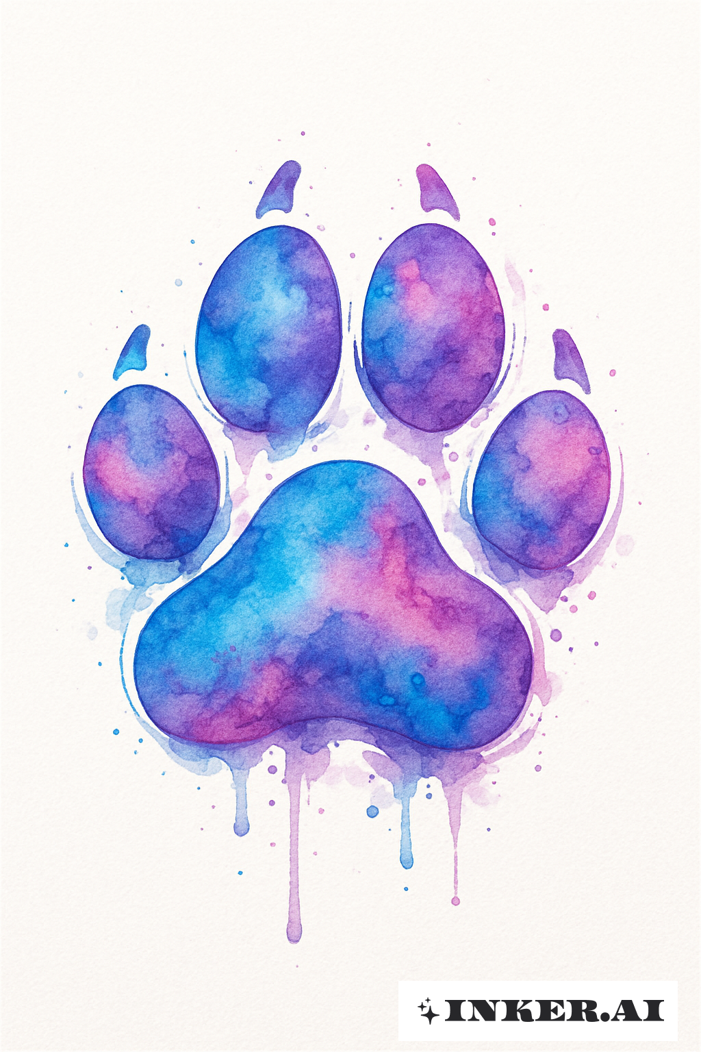 Mélanges Abstraits Aquarelle Formant Une Patte de Chien
