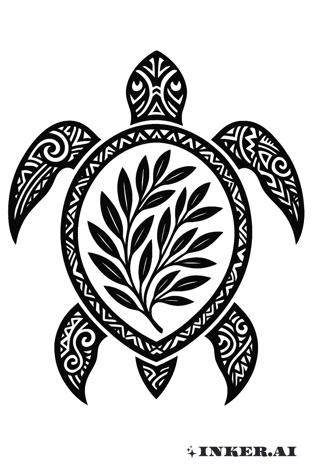 Tartaruga Polinésia com Casco de Ramo de Oliveira