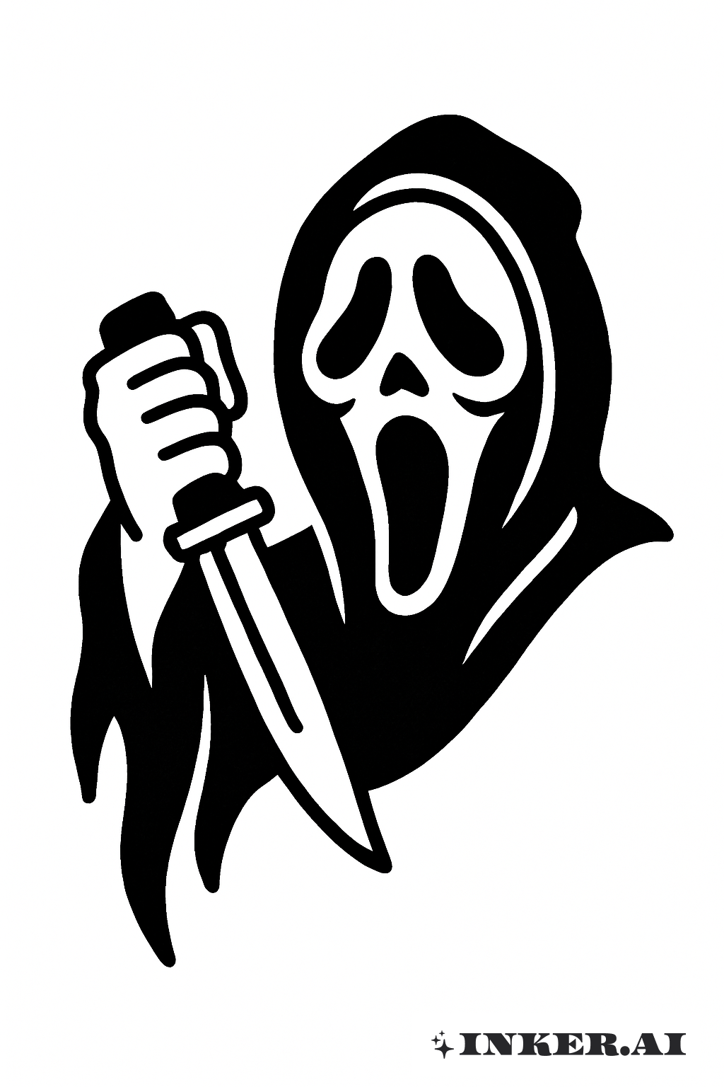 A Classic Black Ghost Face With Knife