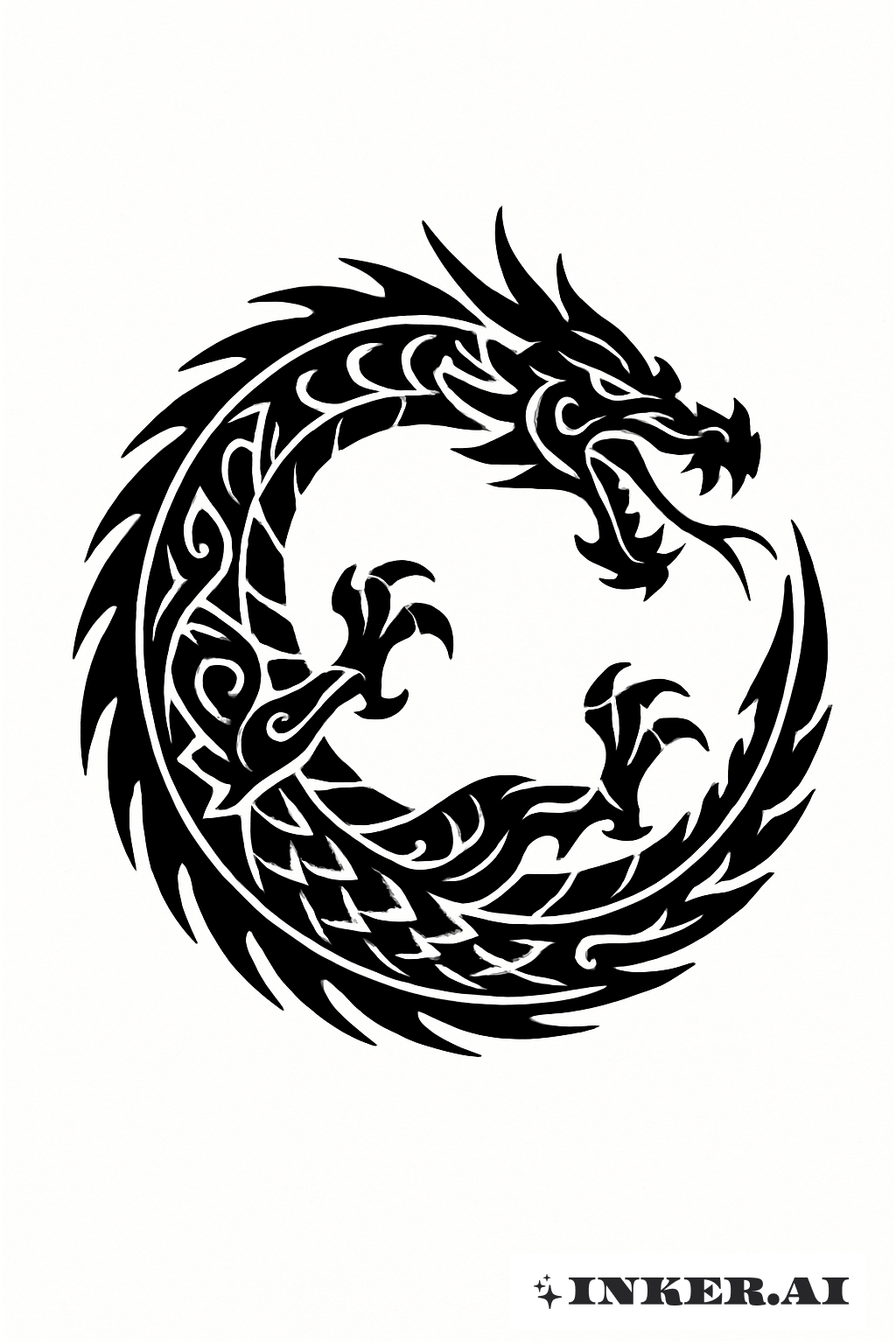 円形部族風中国龍紋章