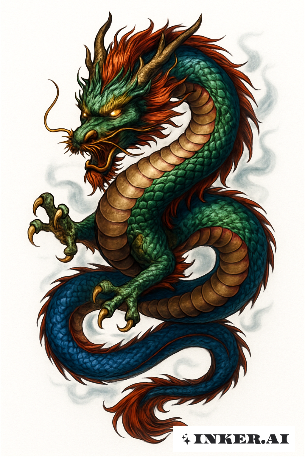 鮮やかな色のリアリスティックな中国の龍