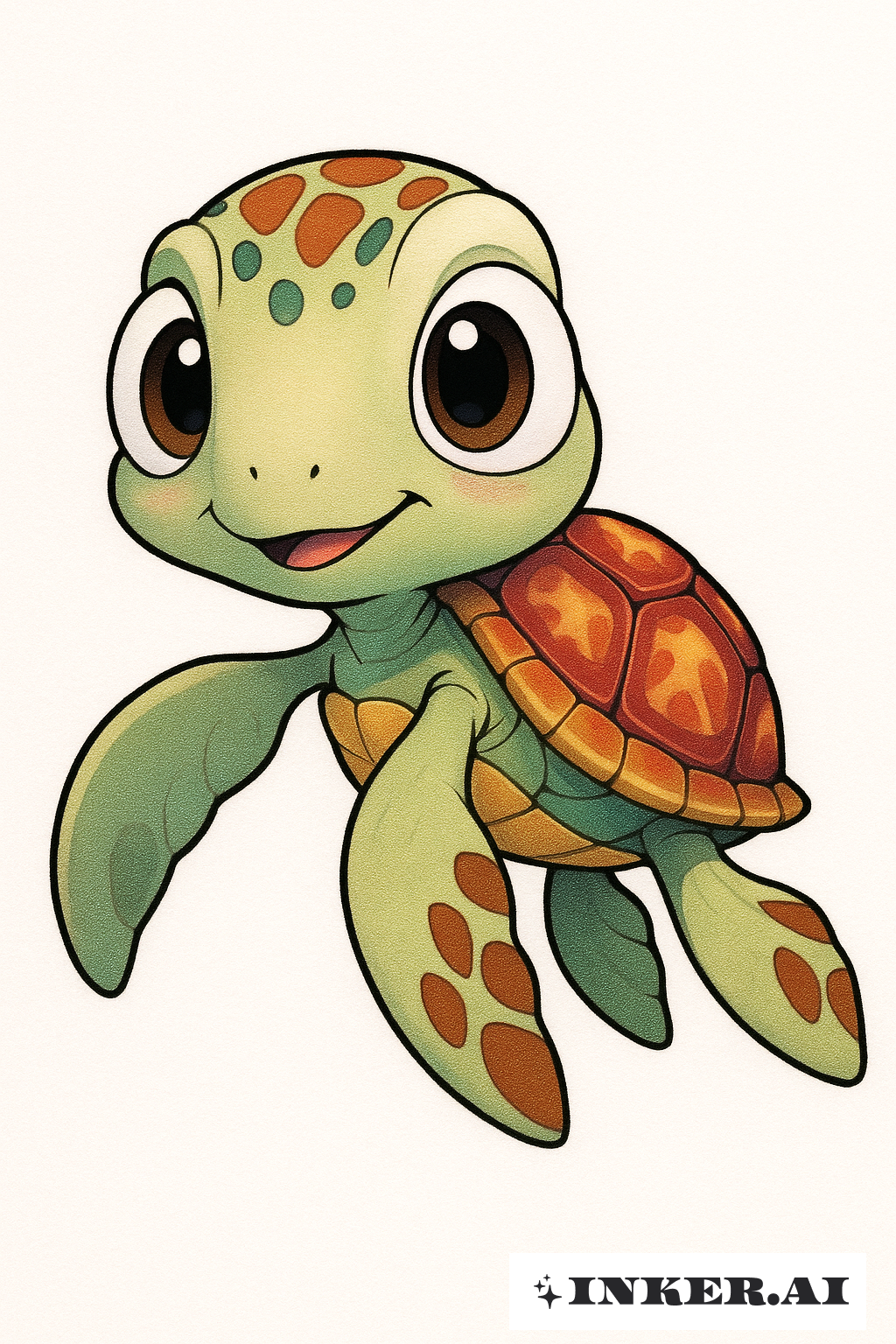 Retrato de Dibujos Animados de Squirt la Tortuga Marina