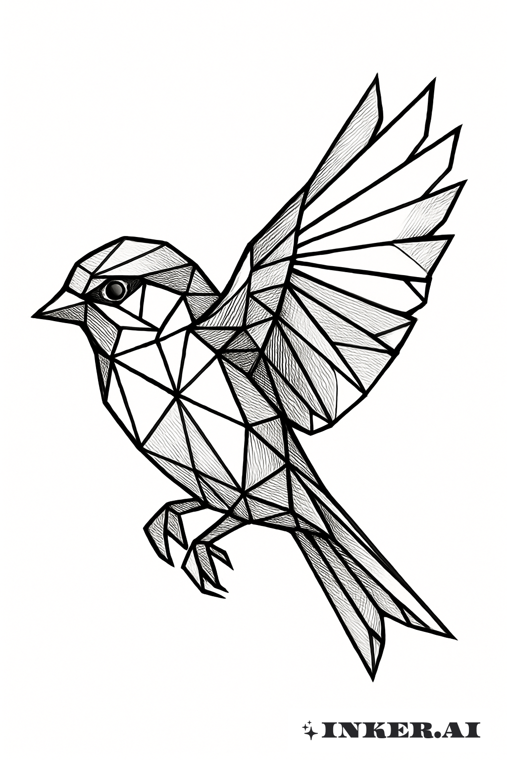 Geometric Sparrow In Poly-Art Style