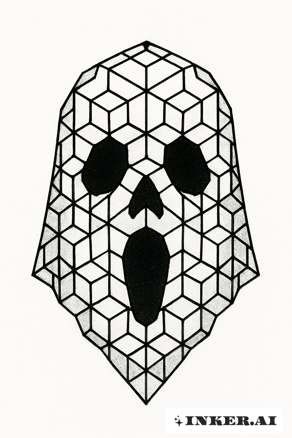 Ghost Face Formed From Hexagonal Patterns