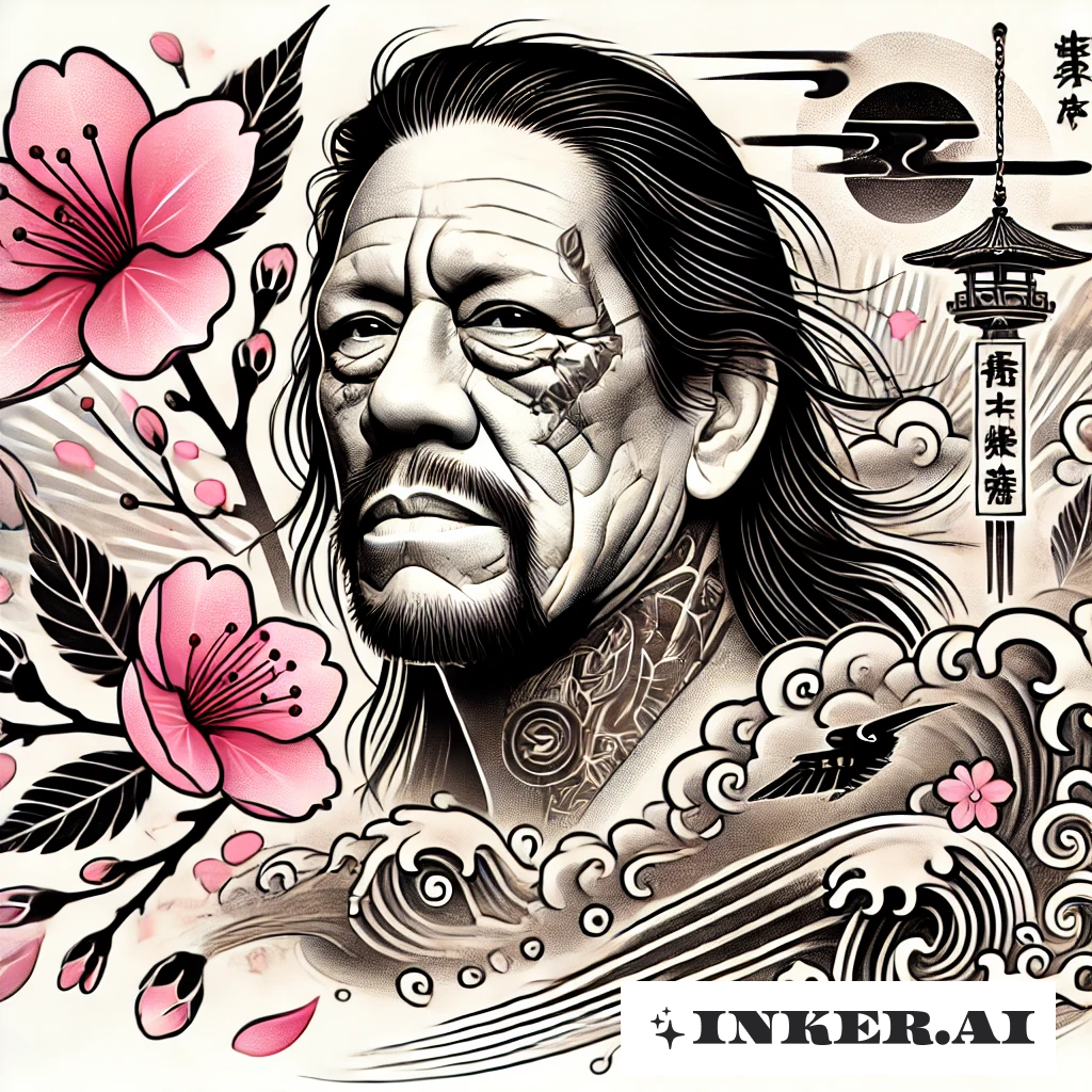 Danny Trejo mit fallenden Sakura-Blüten