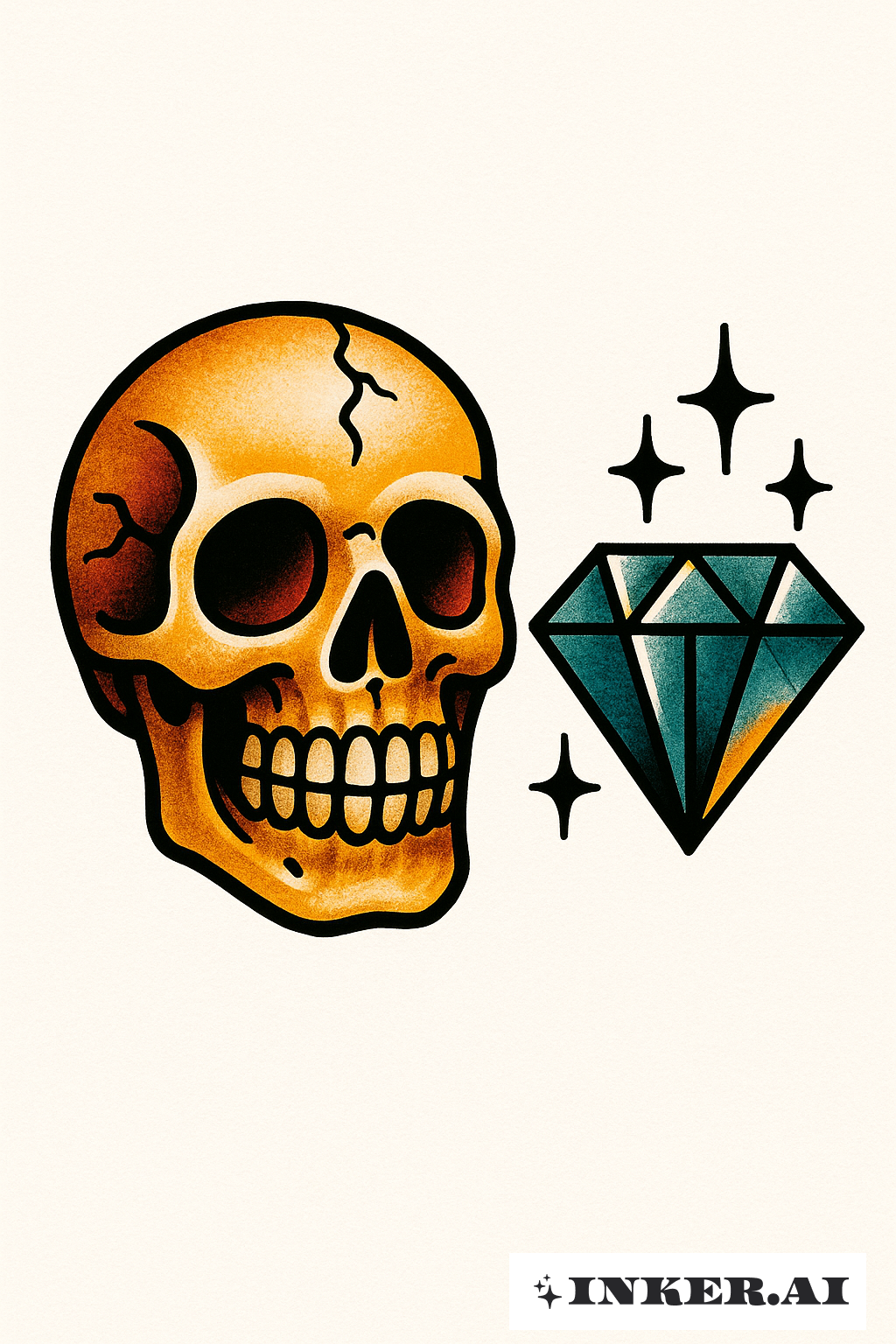 Classic Skull And Diamond