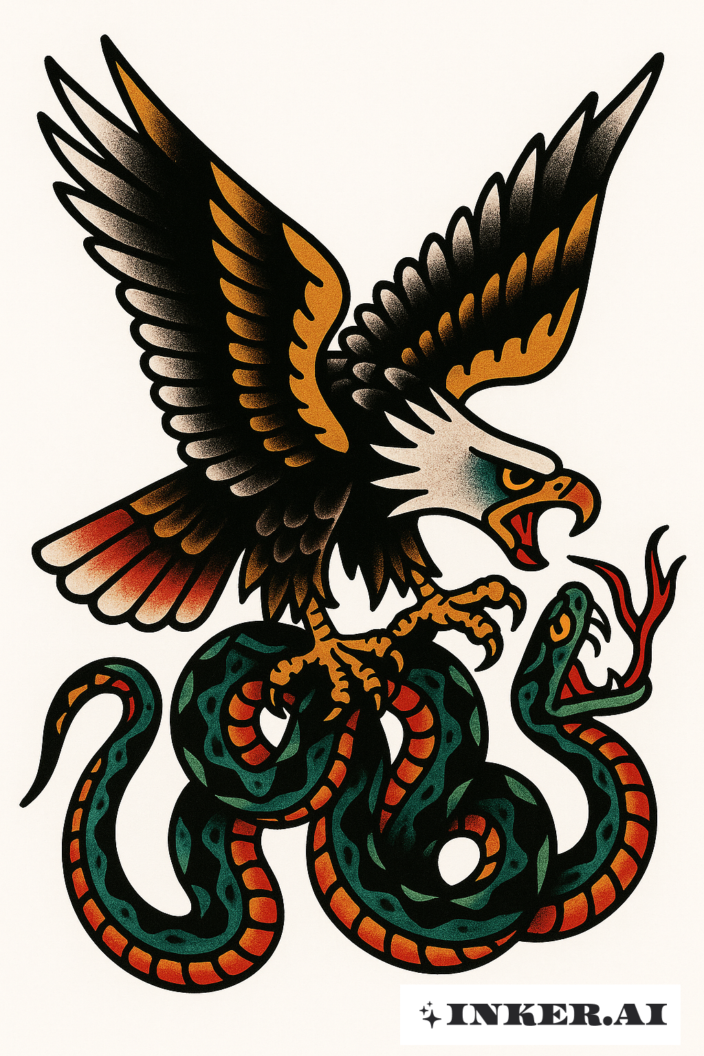 Águia Valente Luta Contra a Serpente