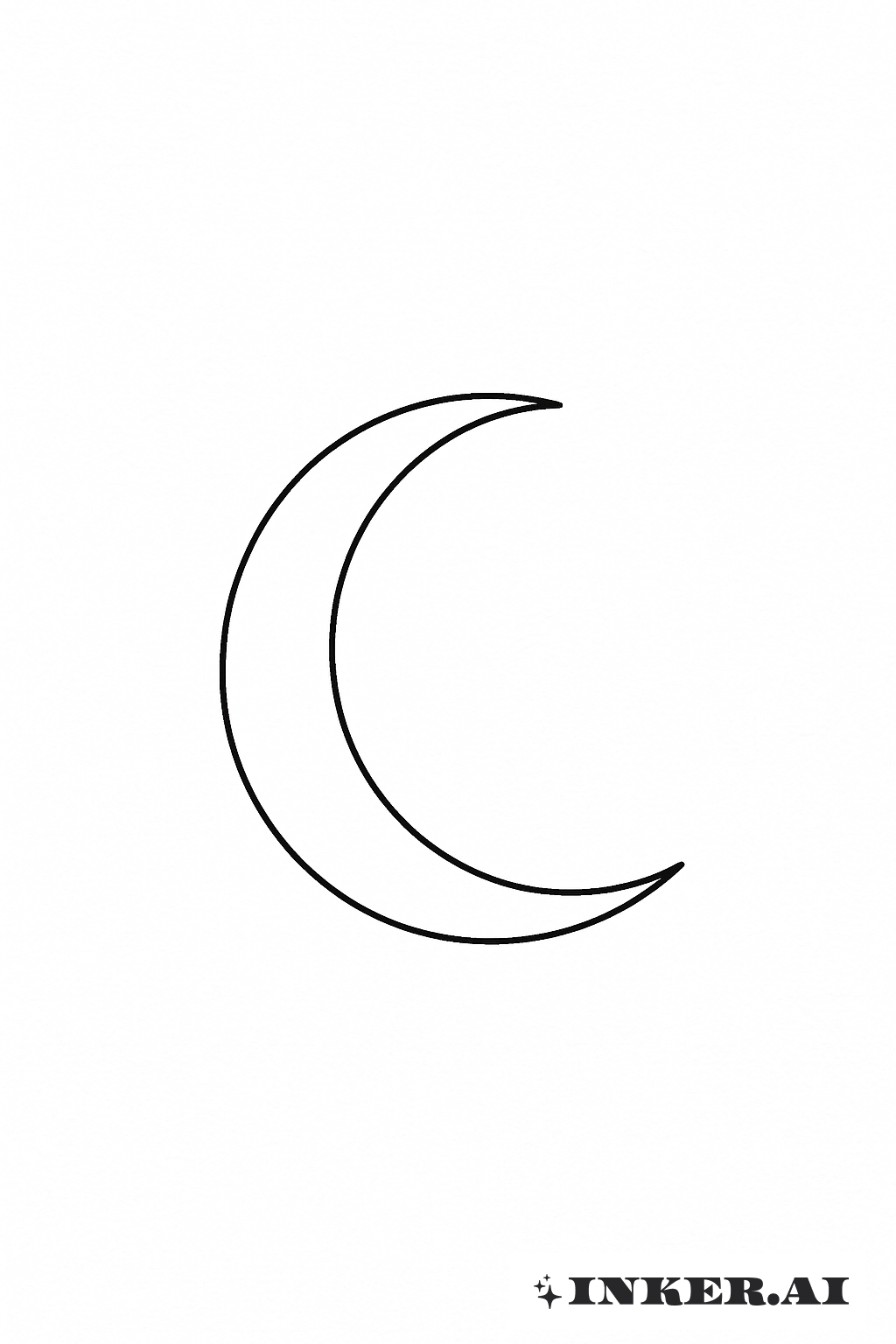 Minimalist Outline Of A Crescent Moon