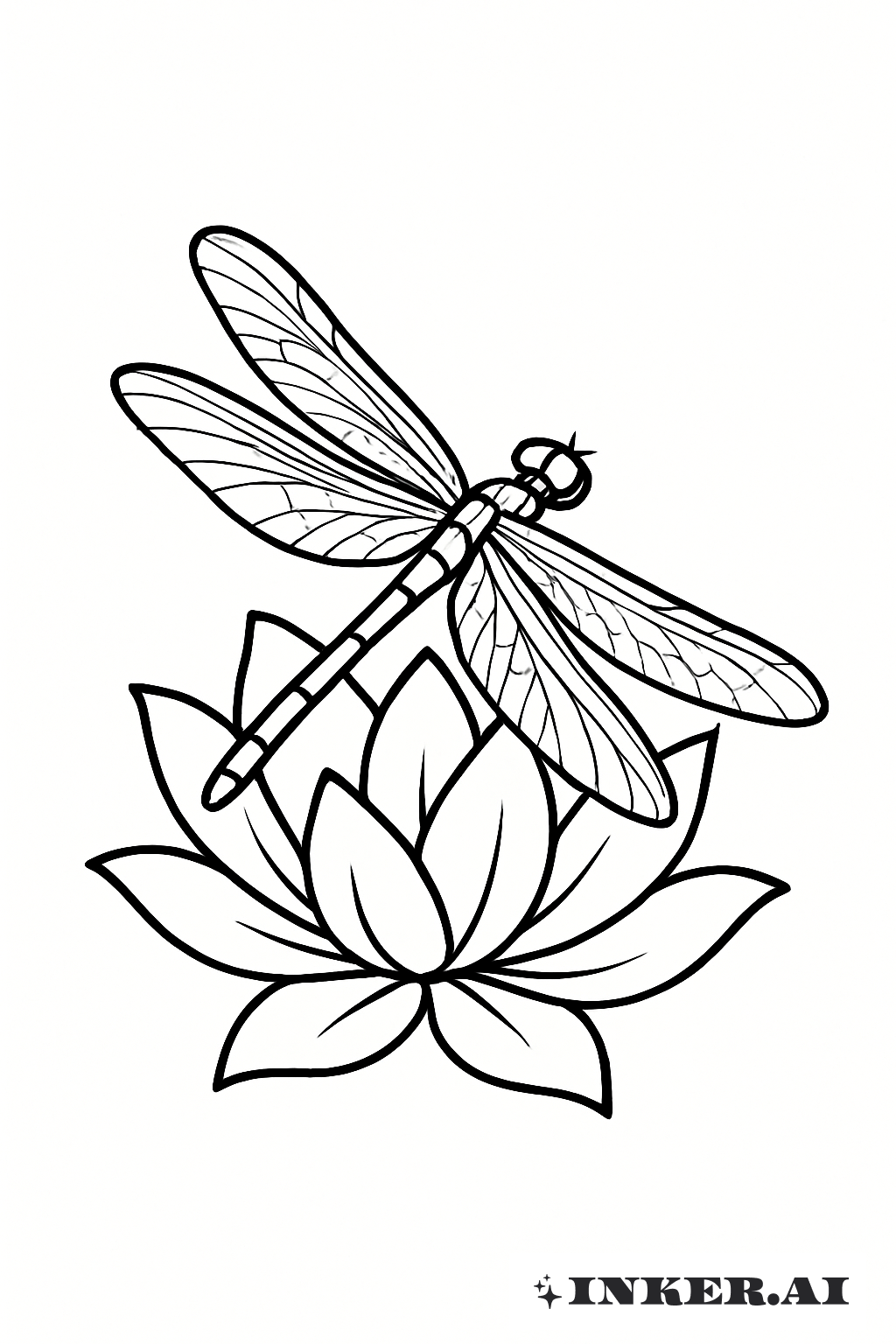 A Dragonfly Resting on a Lotus Flower