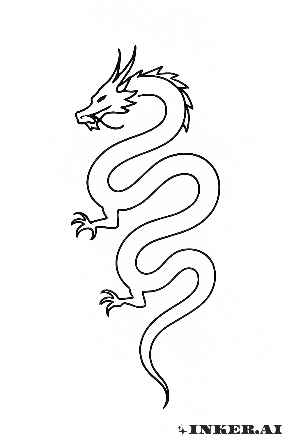 單一連續線條的日本龍