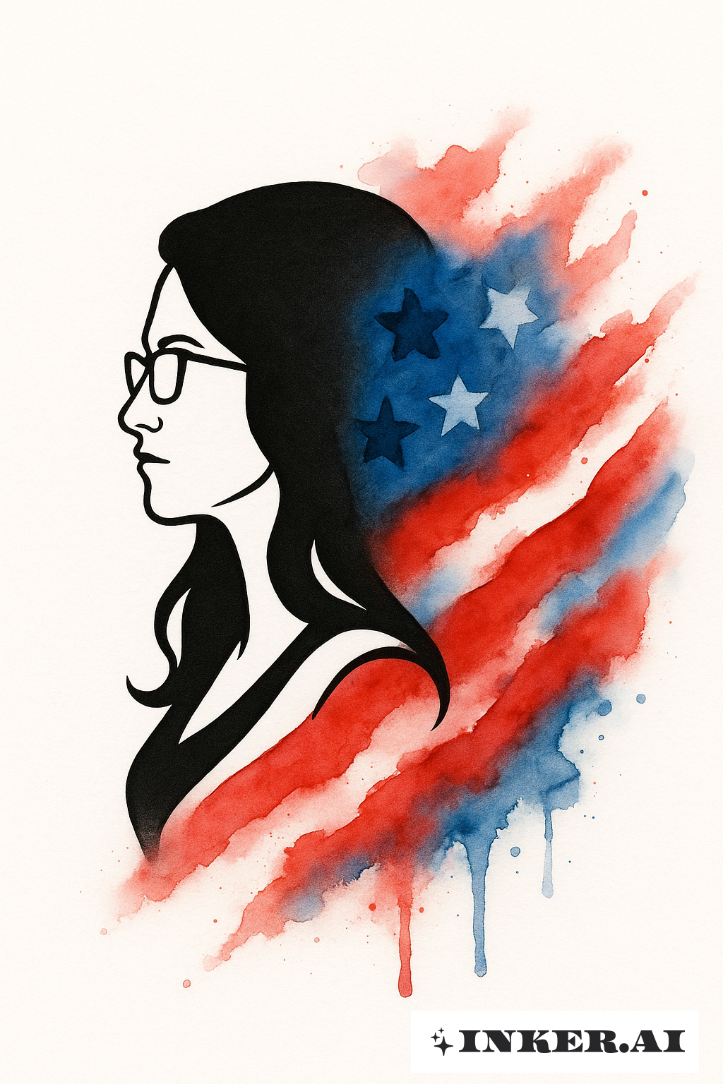 Silhueta de Lauren Boebert com um Respingo de Bandeira