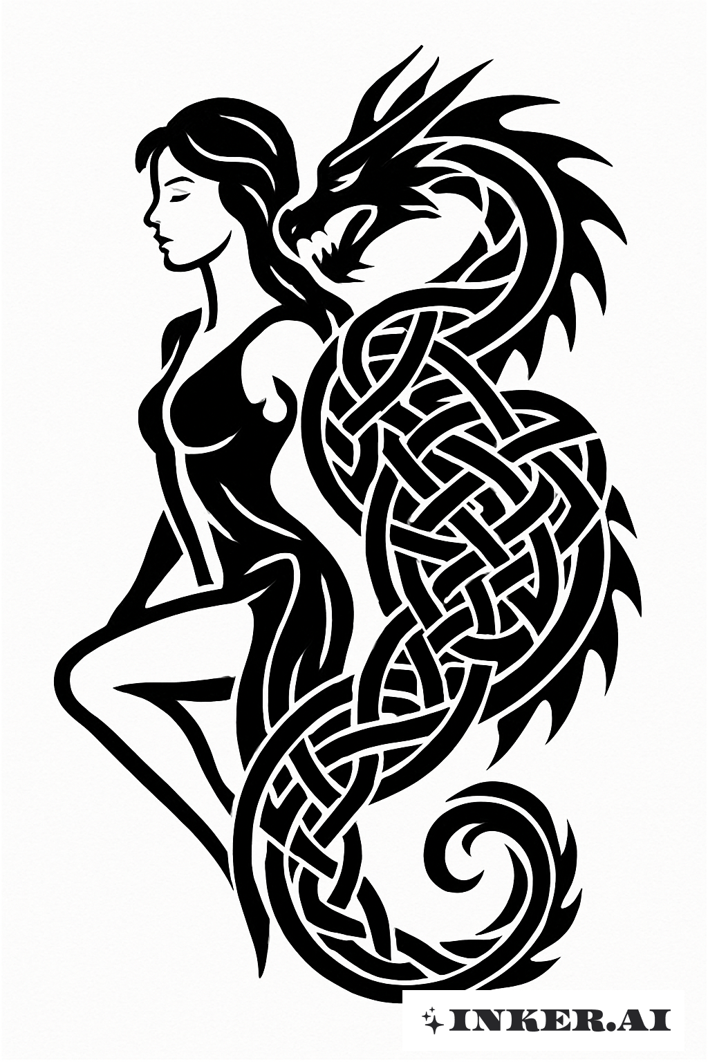 La Fille avec le Motif de Nœud Celtique du Dragon