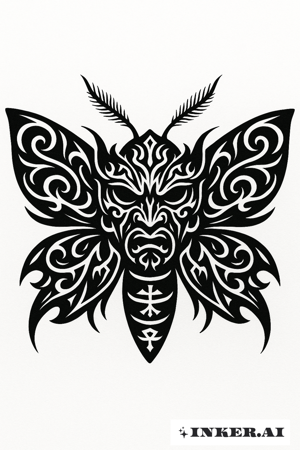 Death Moth With A Tribal Mask