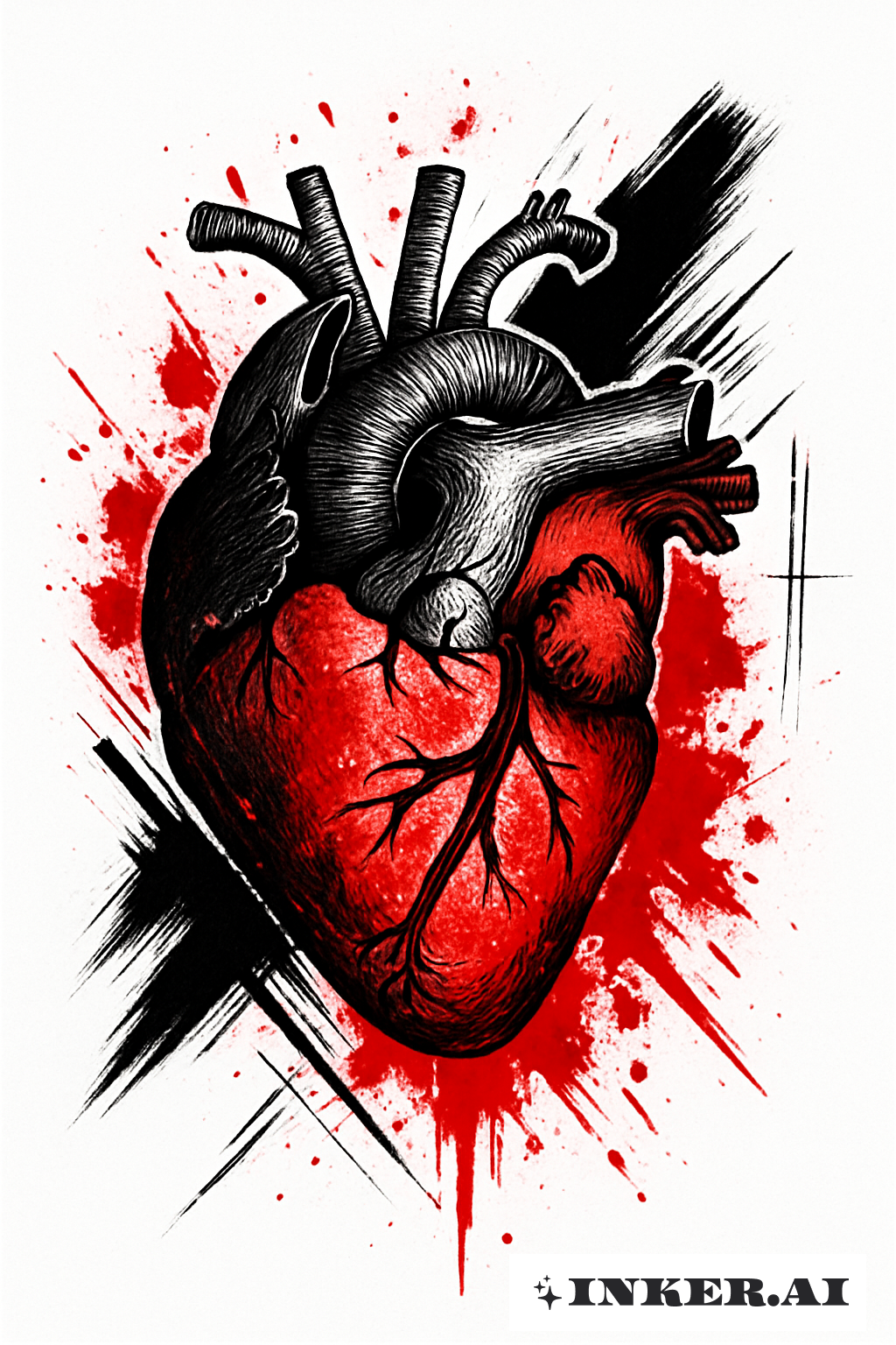 Cœur Anatomique Éclaboussé Trash Polka