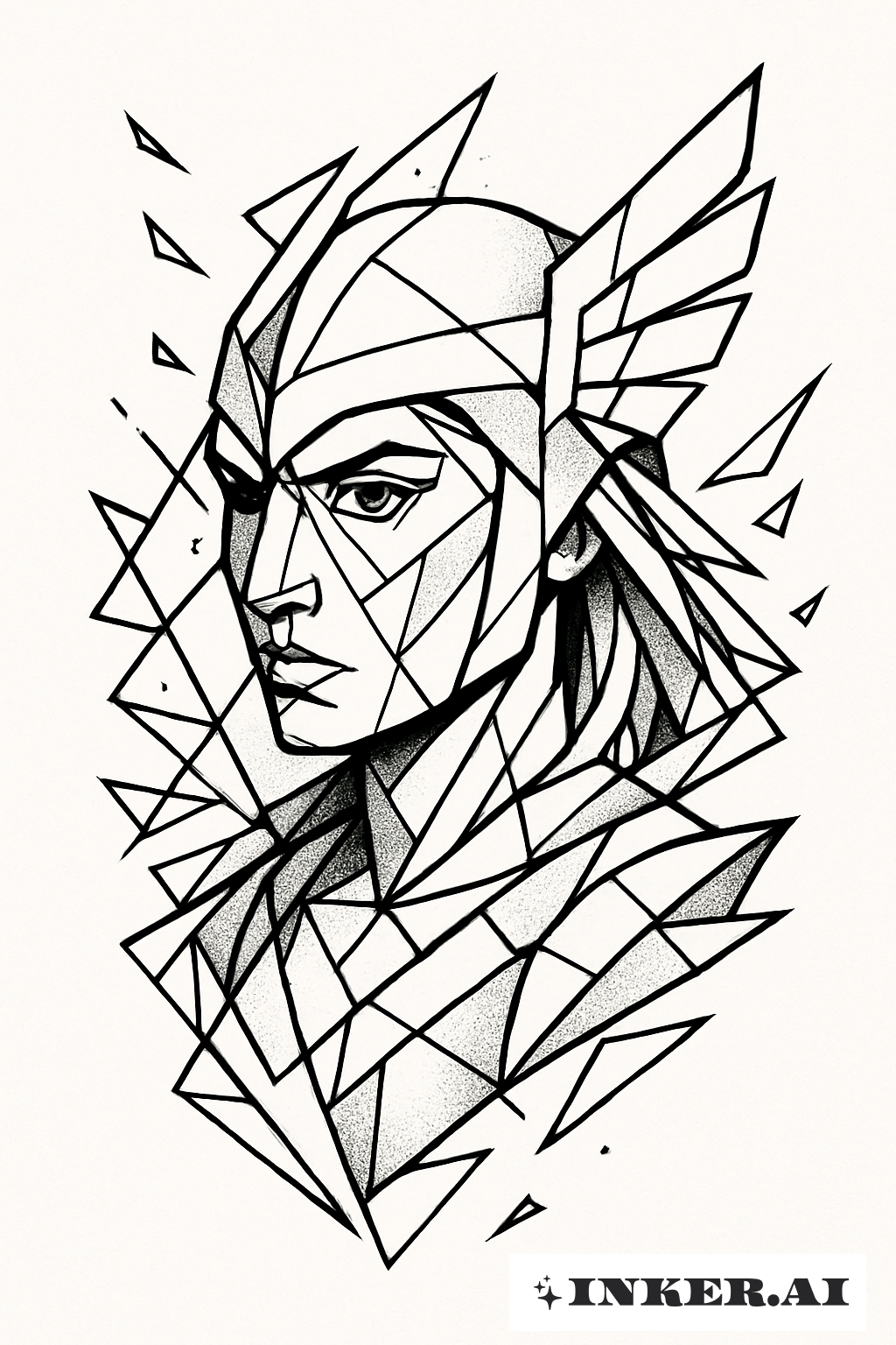 Fragmented Geometric Valkyrie Portrait