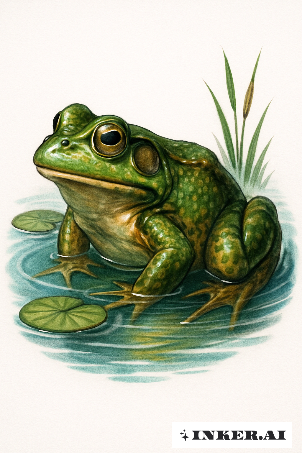 Grenouille Réaliste dans un Étang