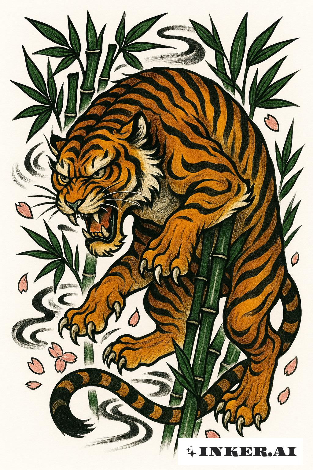 Le Tigre Yakuza Féroce Et Le Bambou