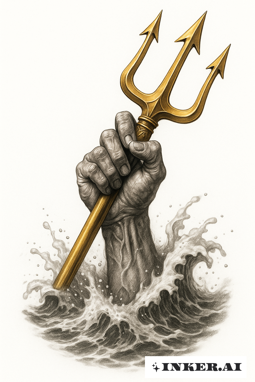 Poseidon's Mighty Hand Gripping His Golden Trident