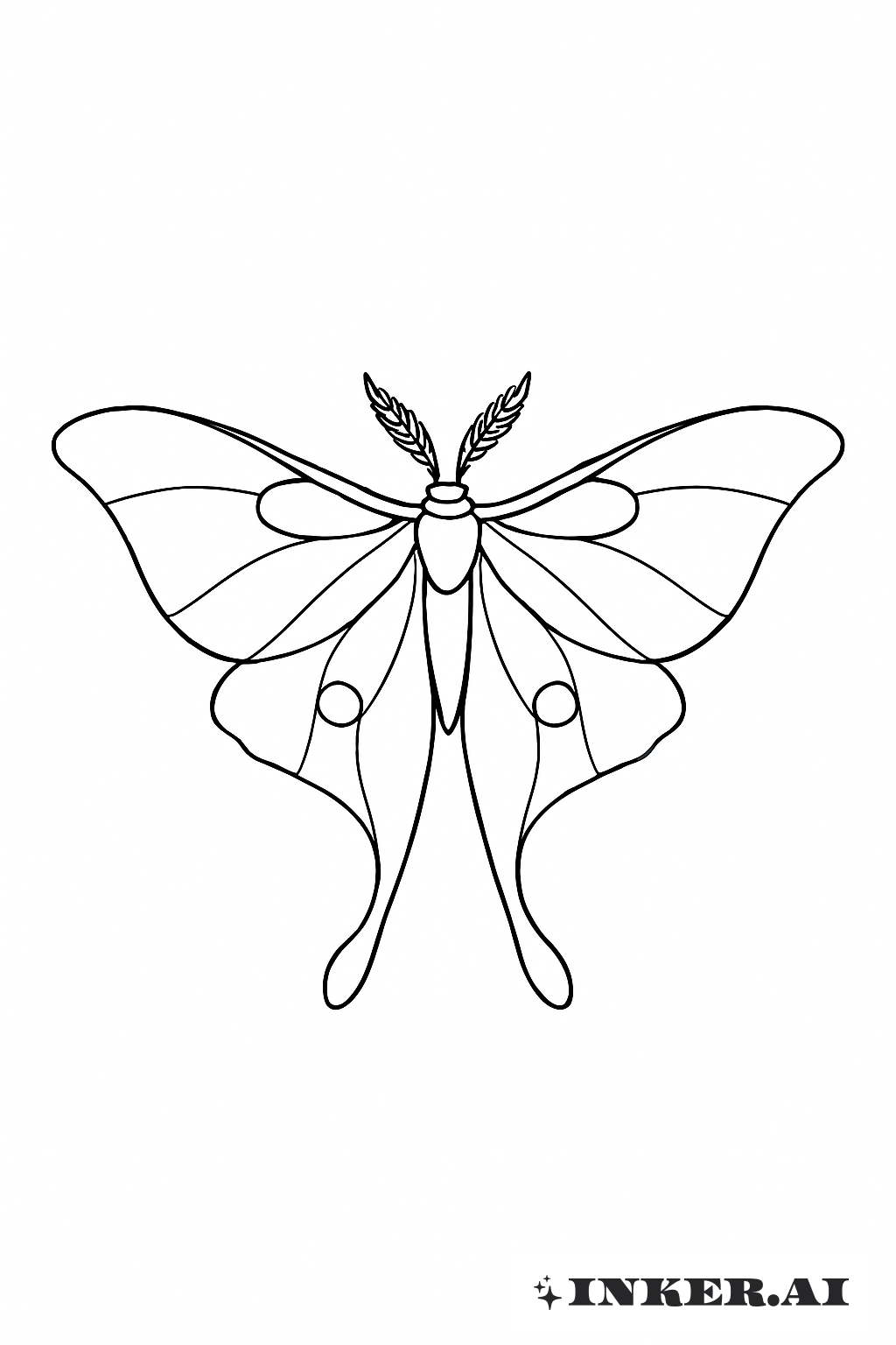 Una Sencilla Línea Continua Mariposa Luna