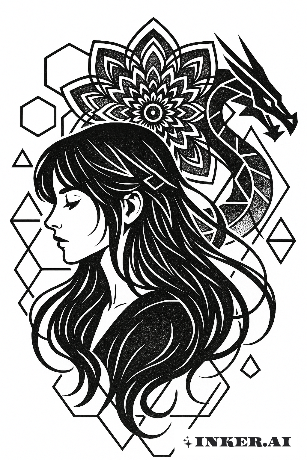 La Fille avec la Fusion Mandala du Dragon