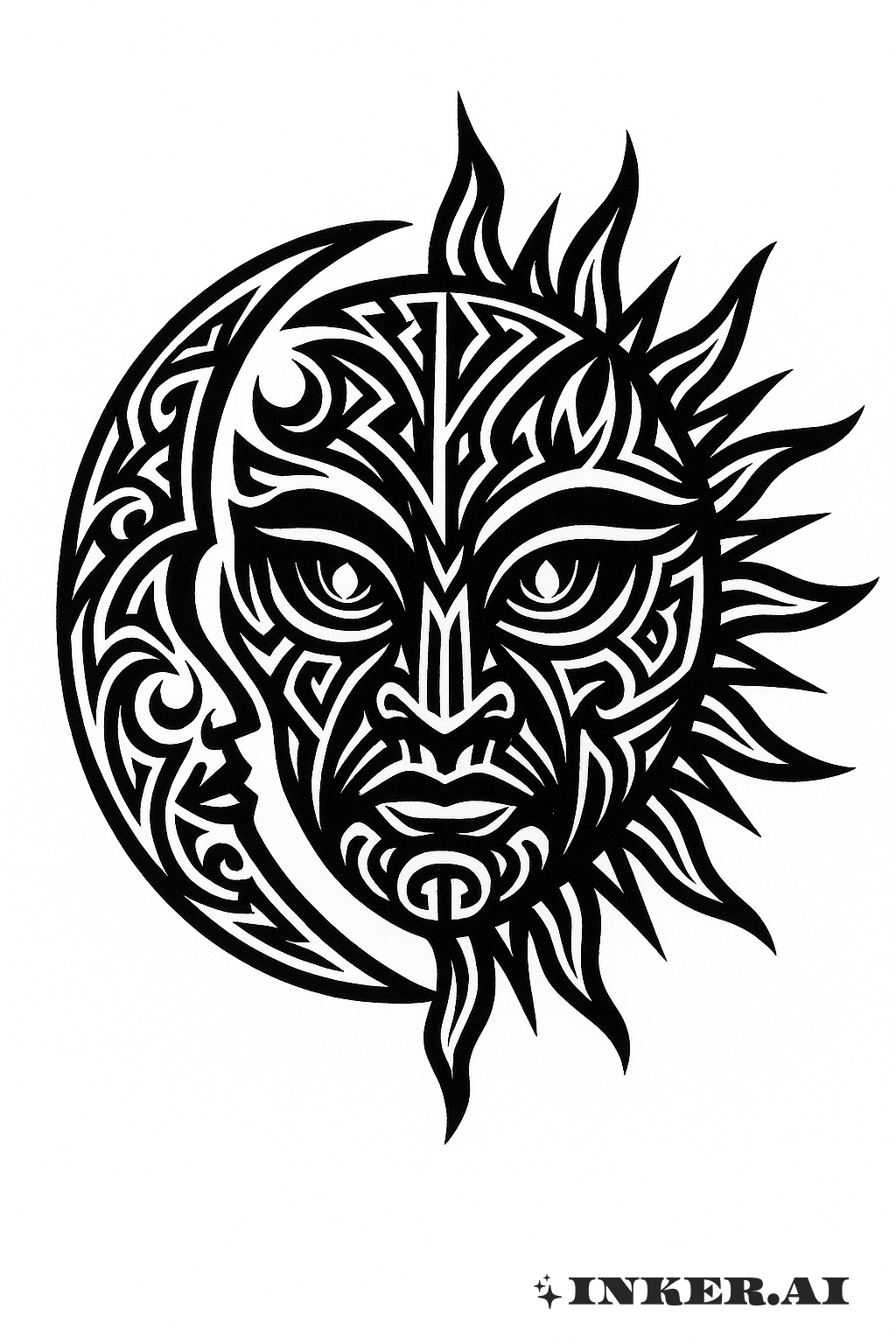 スタイライズド トライバル サン・アンド・ムーン マスク