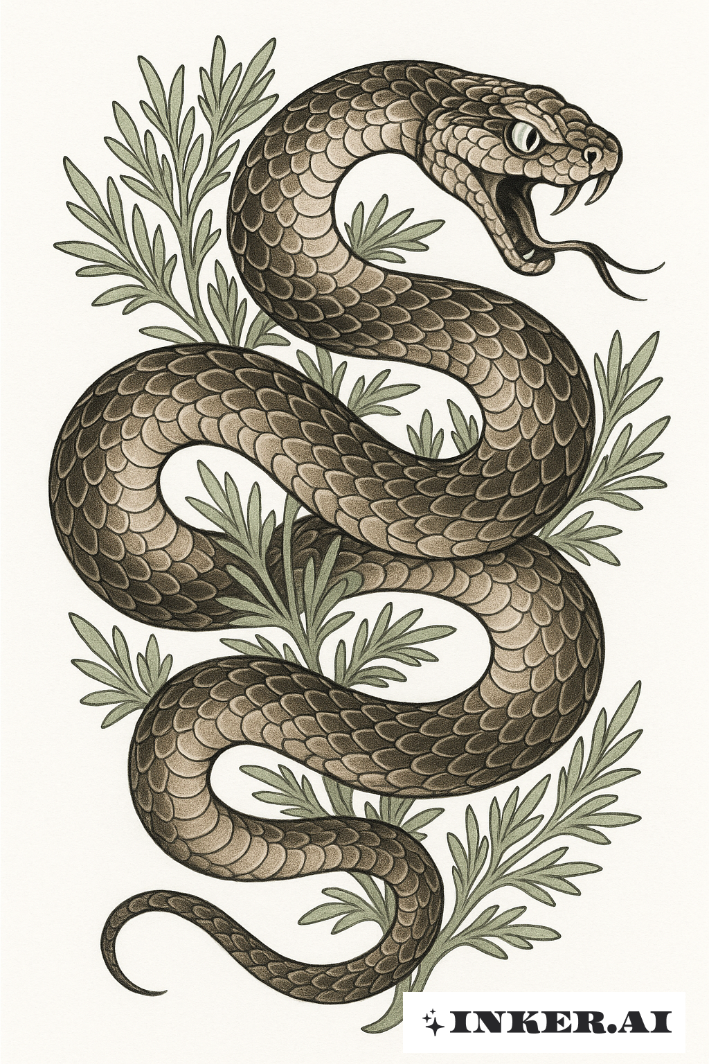 Desert Snake and Sagebrush Irezumi
