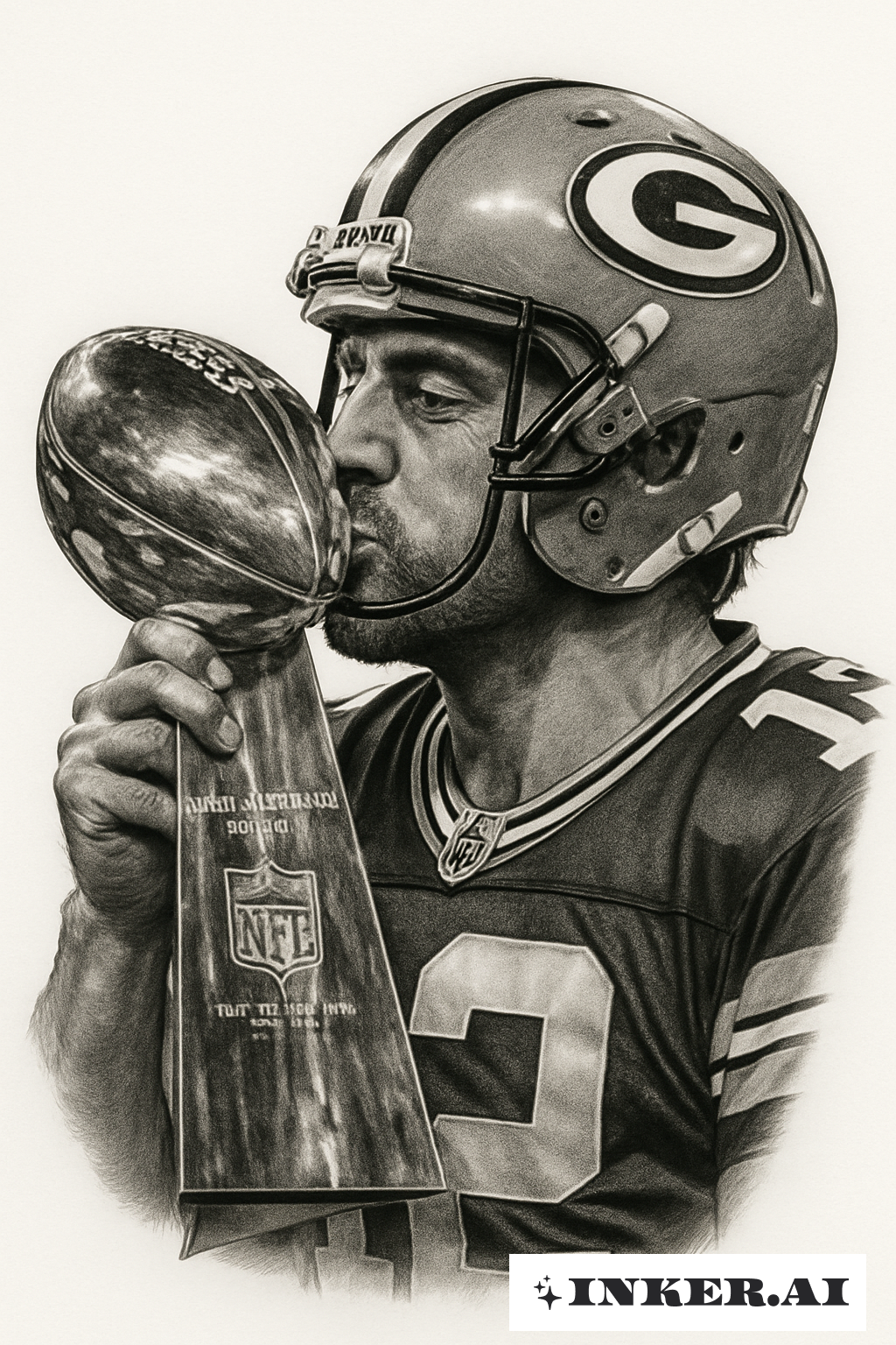 Aaron Rodgers 親吻超級盃獎盃