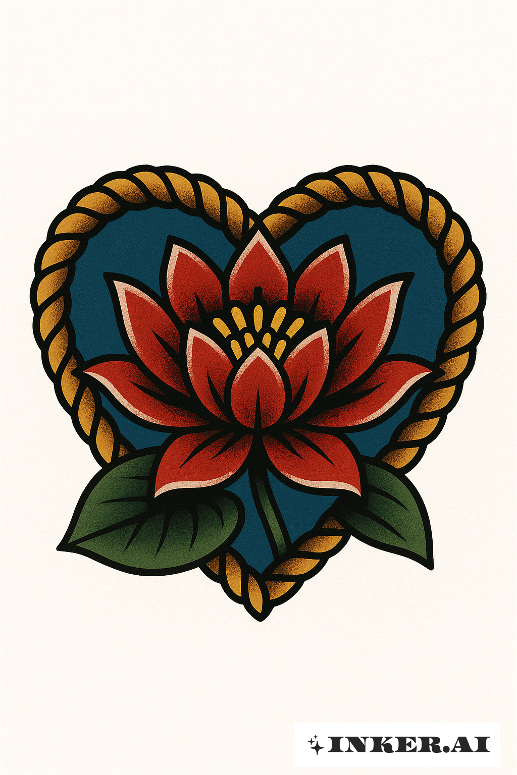 Classic Water Lily Framed By A Rope Heart