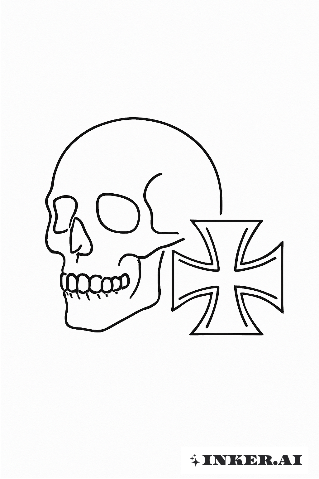 Esboço Minimalista de Totenkopf e Eisernes Kreuz
