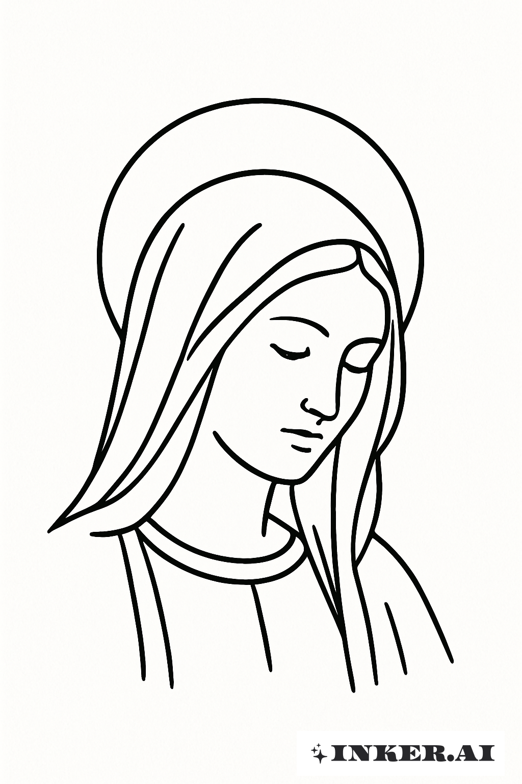 Tête de la Vierge Marie avec une Auréole