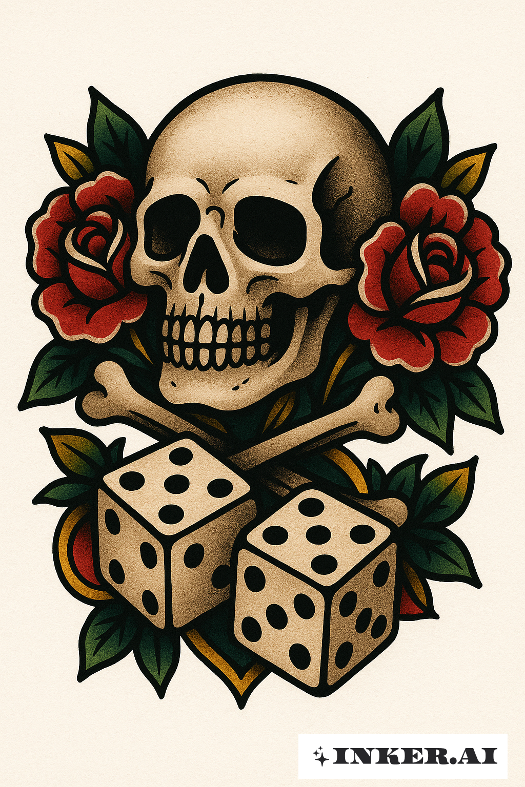 Skull and Crossbones with Tumbling Dice