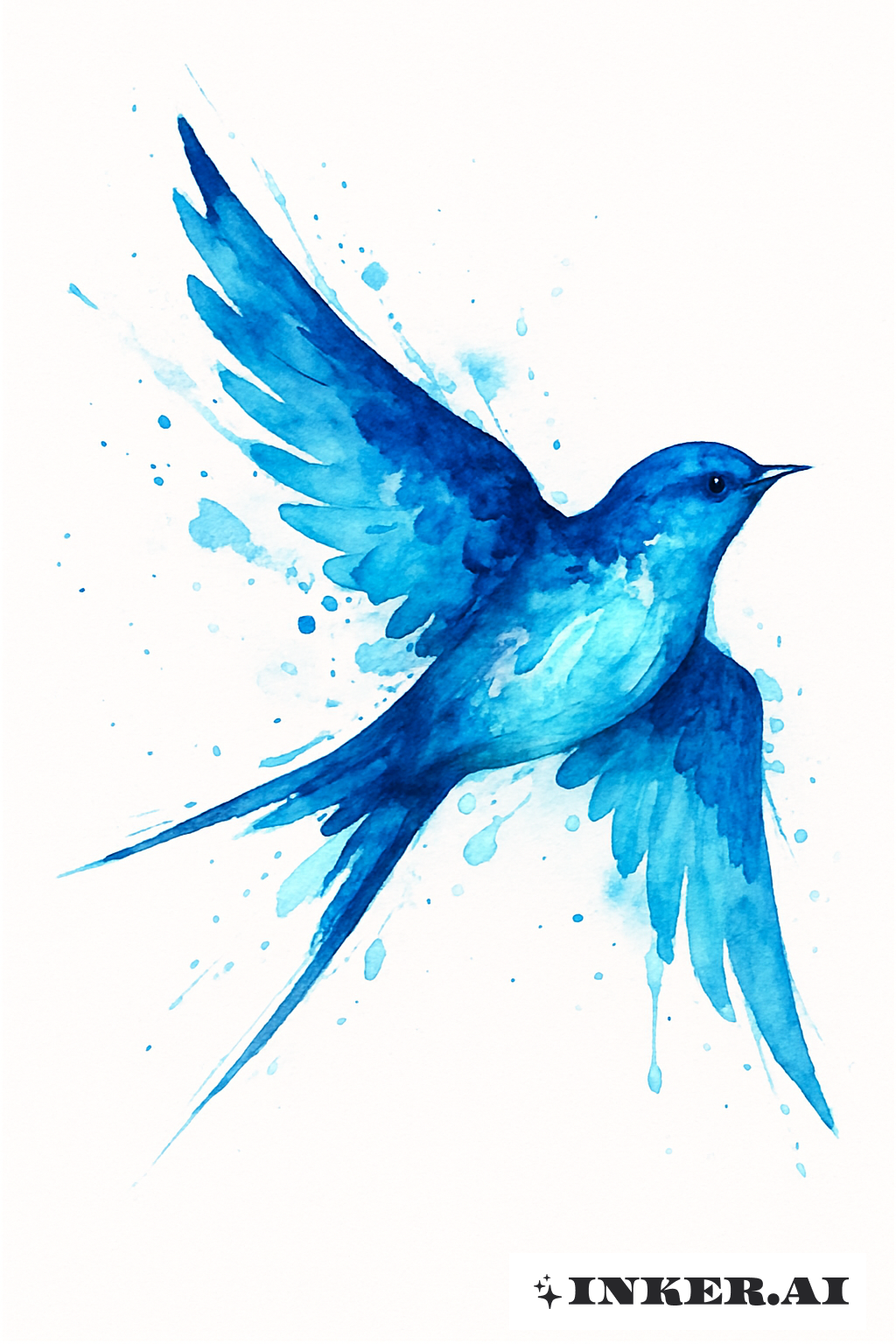Blauer Aquarellspritzer Schwalbe