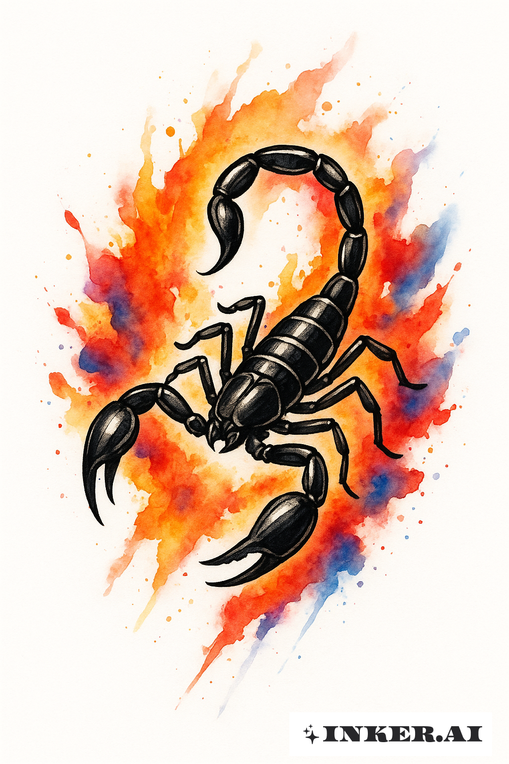 Scorpio with a Fiery Watercolor Aura