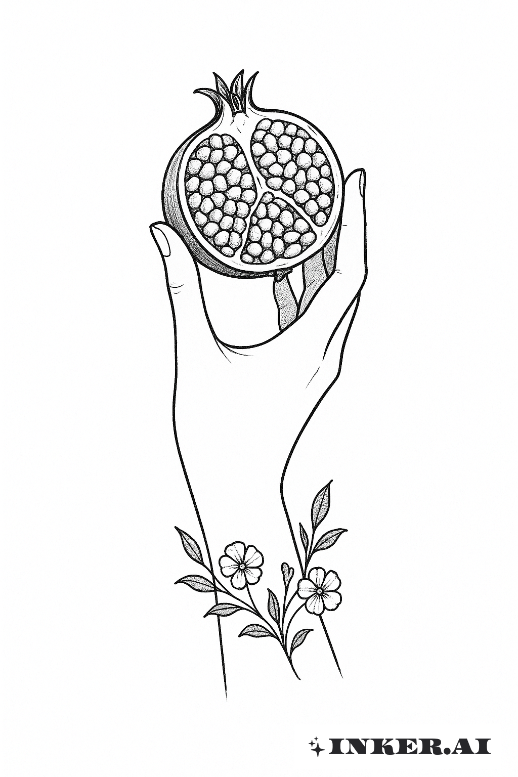 Persephone's Hand Gently Holding A Pomegranate