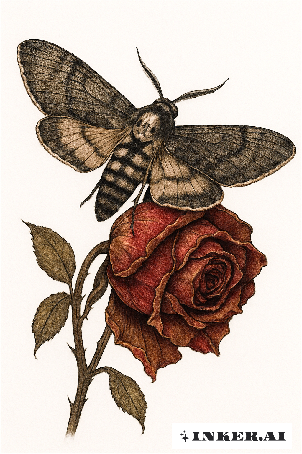 Motte auf einer verwelkenden Rose