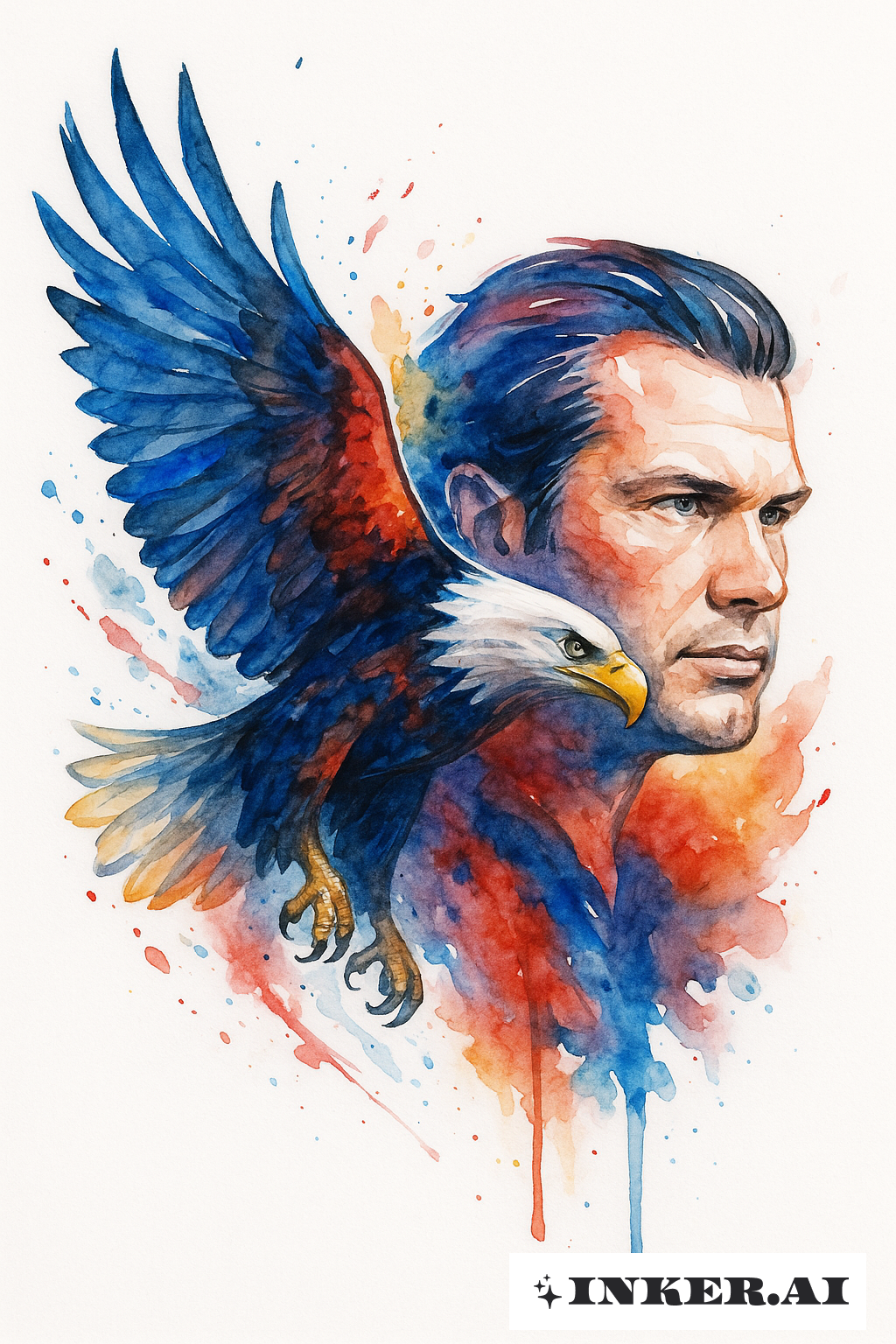 Ein Adler, der sich in Pete Hegseth verwandelt