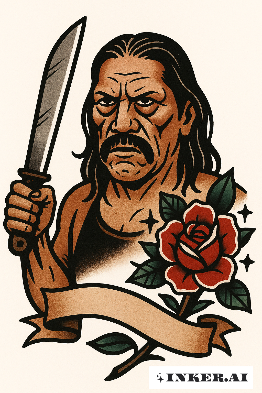 Danny Trejo With Rose And Machete