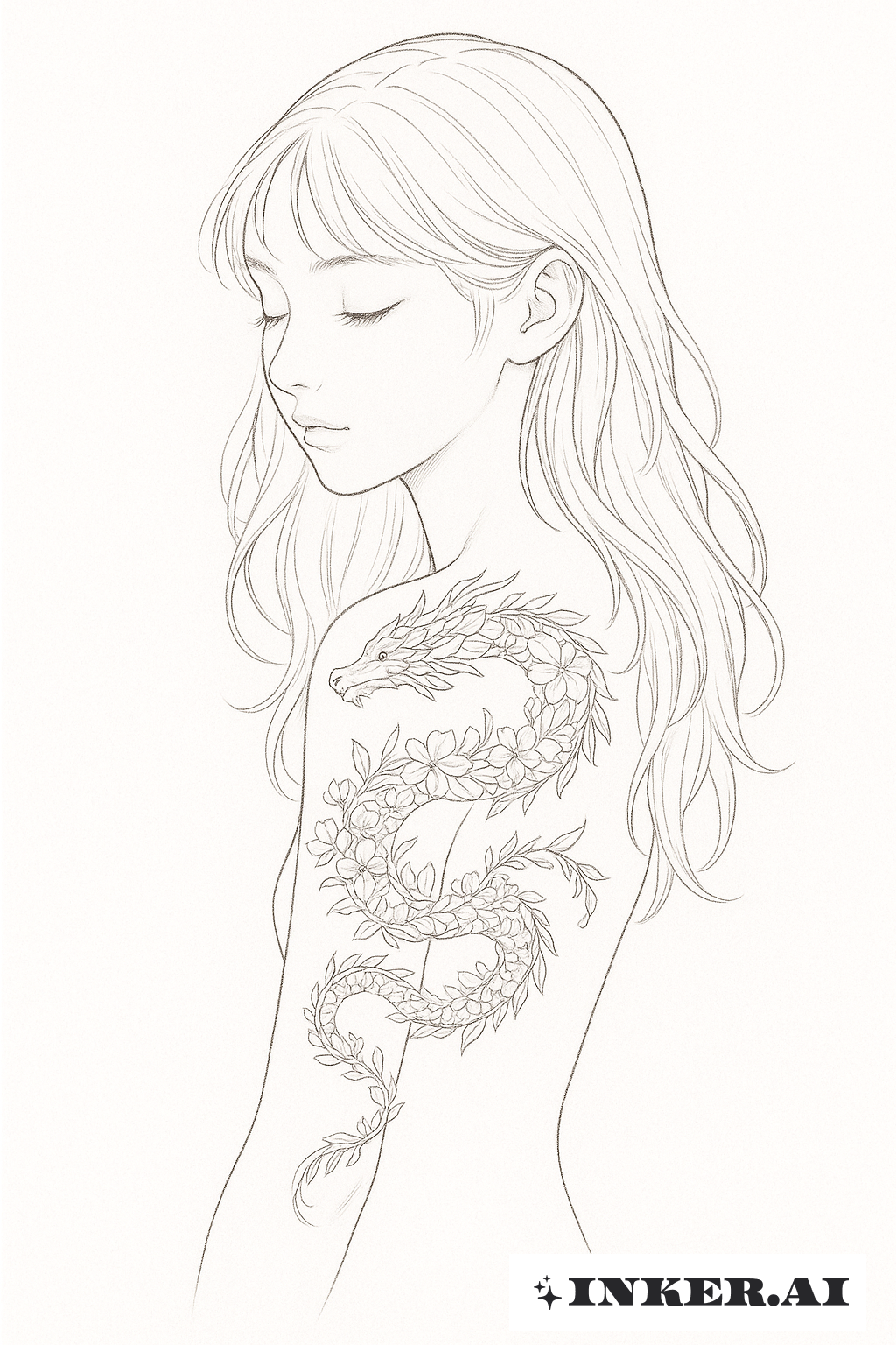 La Fille avec le Dragon des Fleurs Délicates