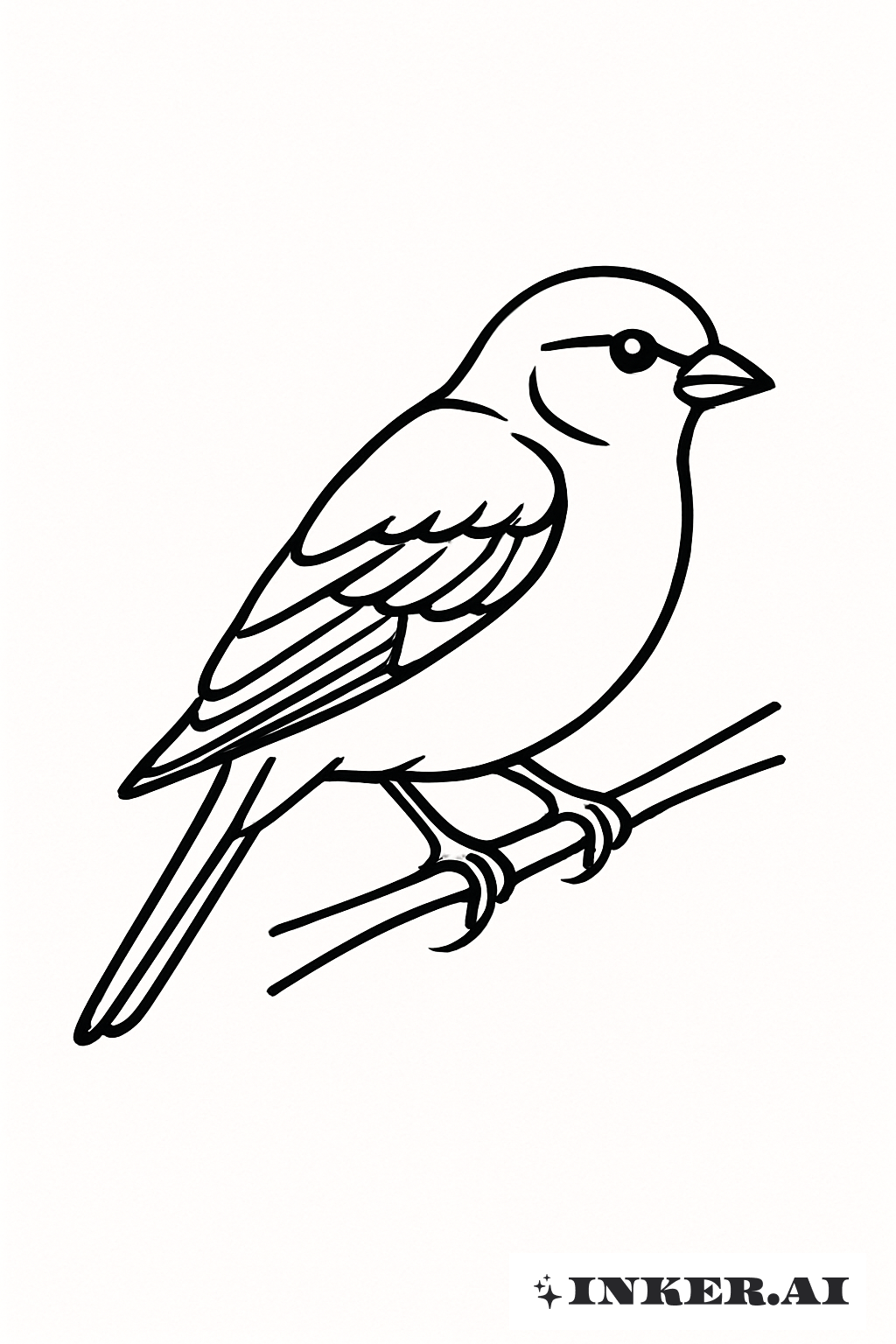 A Clean Outline Of A Perched Sparrow