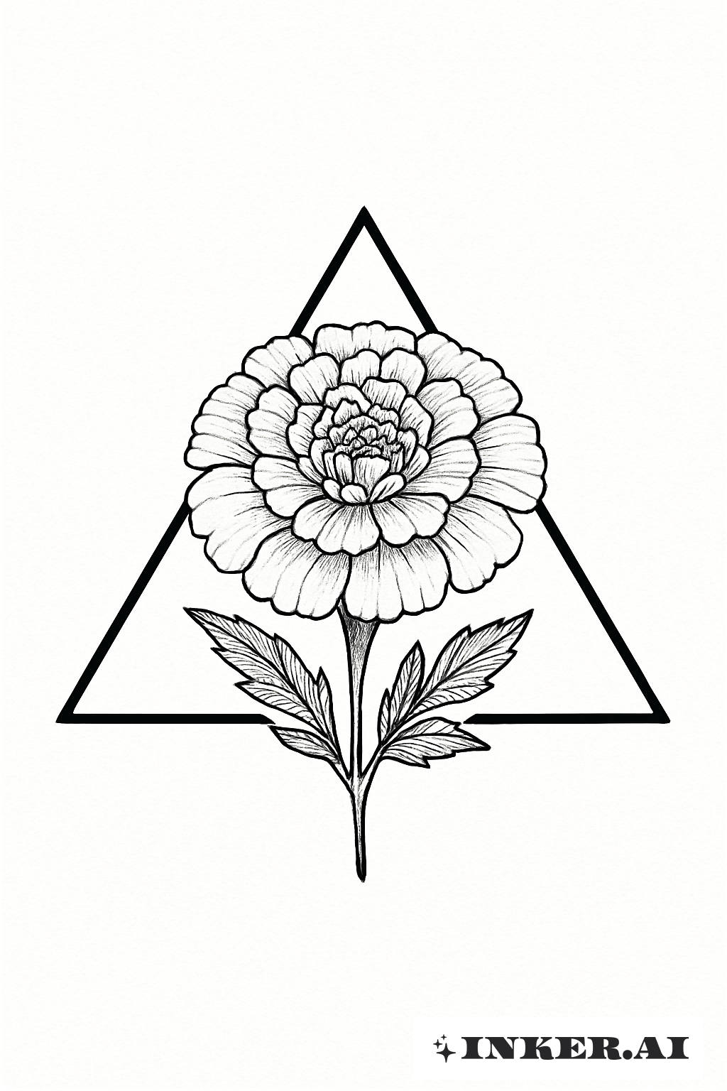 Marigold Bloom Within A Triangle
