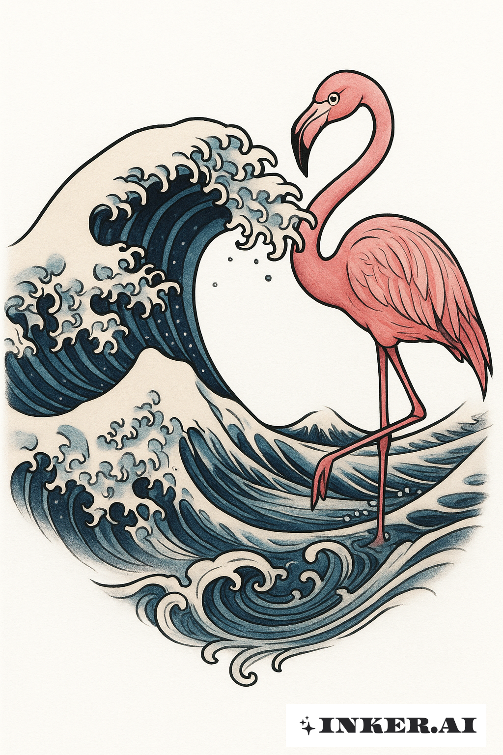 巨浪粉色火烈鸟