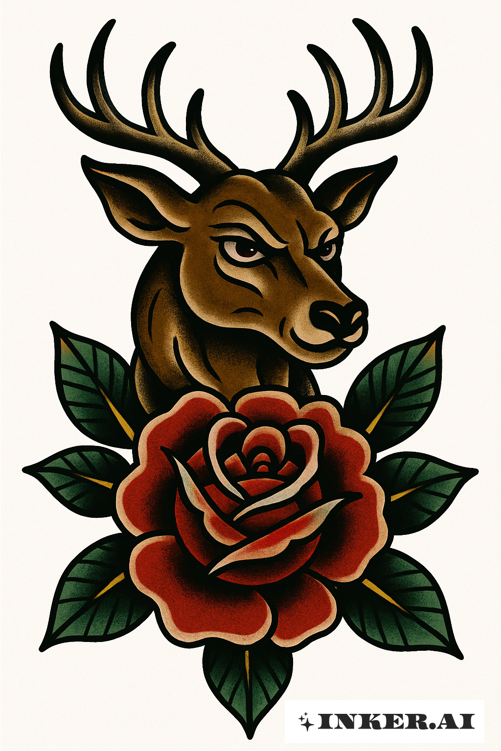 Ein Übernatürlicher Impala Mit einer Kühnen Rose