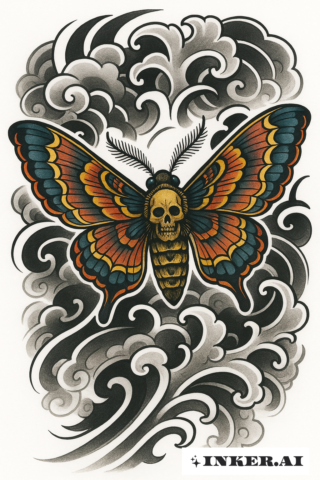 Death Moth Over Irezumi Wind Bars