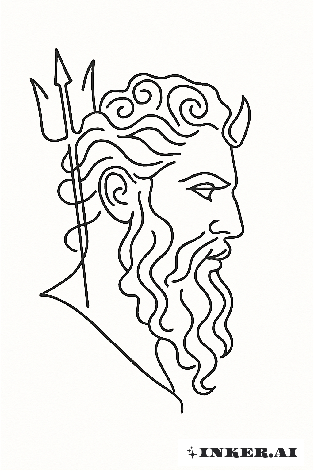 The Continous Line Profile Of Poseidon's Head
